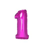 Balon foliowy cyfra 1 - Różowy 92cm
