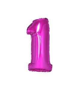 Balon foliowy cyfra 1 - Różowy 92cm