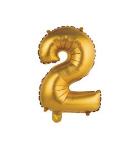 Balon foliowy cyfra 2 - Matowy złoty 92cm