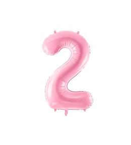 Balon foliowy cyfra 2 - Różowy 86cm