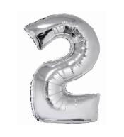 Balon foliowy cyfra 2 - Srebrny 92cm