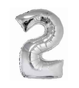 Balon foliowy cyfra 2 - Srebrny 92cm