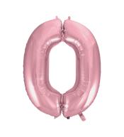 Balon foliowy cyfra 0 - Jasnoróżowy 92cm