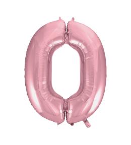 Balon foliowy cyfra 0 - Jasnoróżowy 92cm