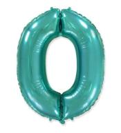 Balon foliowy cyfra 0 - Miętowy 92cm