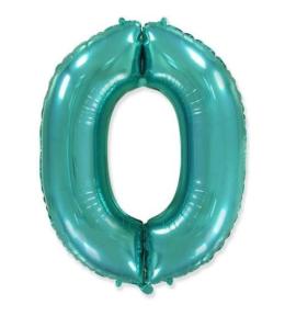 Balon foliowy cyfra 0 - Miętowy 92cm
