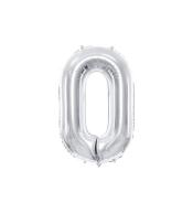 Balon foliowy cyfra 0 - Srebrny 86cm