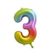 Balon foliowy cyfra 3 - Tęczowy 85cm