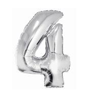 Balon foliowy cyfra 4 - Srebrny 92cm