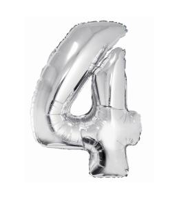 Balon foliowy cyfra 4 - Srebrny 92cm