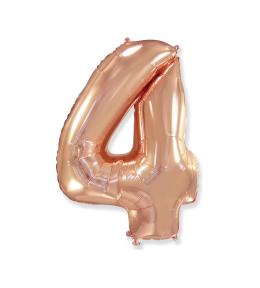 Balon foliowy cyfra 4 - Różowe złoto 92cm