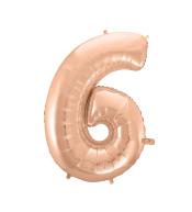 Balon foliowy cyfra 6 - Różowe złoto 92cm