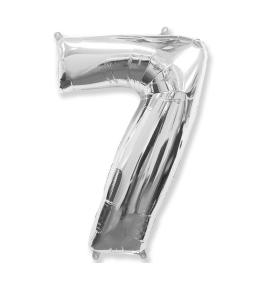 Balon foliowy cyfra 7 - Srebrny 92cm