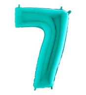 Balon foliowy cyfra 7 - Miętowy 92cm