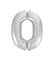 Balon foliowy cyfra 0 - Srebrny 92cm