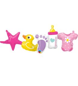 Balon foliowy girlanda - Baby Girl 86cm 2 szt.