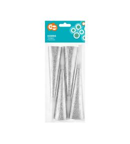 Trąbki imprezowe Godan 20cm/4szt - Srebrne