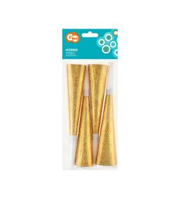 Trąbki imprezowe Godan 20cm/4szt - Złote