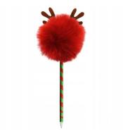 Długopis z pomponem i rogami renifera