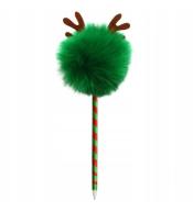 Długopis z pomponem i rogami renifera