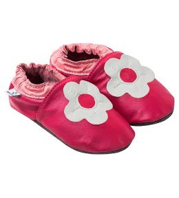 Paputki Kapcie dla Dzieci - Ciemnoróżowe z Białym Kwiatkiem S
