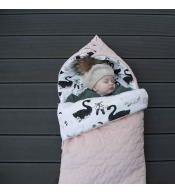 Śpiworek do wózka La Millou Stroller Bag M - Polar Bears & Dusty Rose