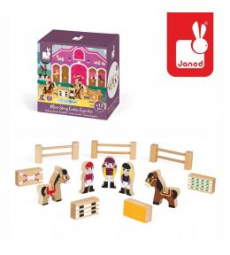 Janod Story – Drewniany zestaw Koniki, szkoła jazdy konnej (12 elementów)
