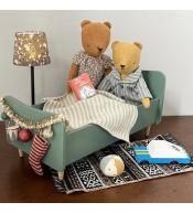 Maileg Łóżeczko Drewniane Midi dla Myszki Króliczka Zajączka + Pościel 26,5×15×13