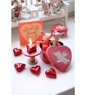 Maileg - Metalowe pudełko serce czerwone z motywem świnki 11×11×5 cm