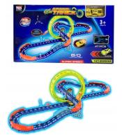 Tor wyscigowy ze świecącą w nocy pętlą 360 stopni z samochodzikiem