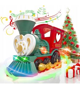 Świąteczna retro lokomotywa ze światłem i dźwiękiem, świąteczna magia