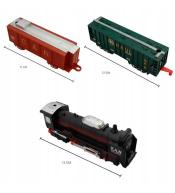 Kolejka Lokomotywa w zestawie z wagonami z efektami świetlnymi