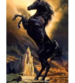 Mozaika diamentowa 40x30cm - Czarny koń