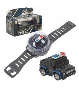 Auto Metalowe na Radio Mini Policja w Zegarku z Ładowarką USB
