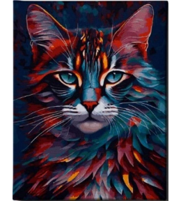 Malowanie po numerach 40x50cm - Kolorowy kot