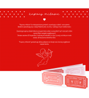 Kupony miłosne w kopercie dla par na walentynki