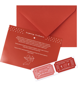 Kupony miłosne w kopercie dla par na walentynki