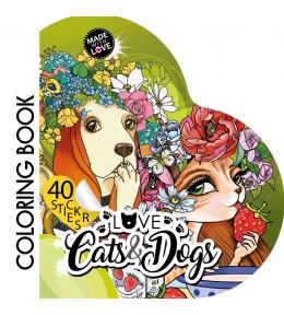 Kolorowanka Love Cats and Dogs z naklejkami Serce