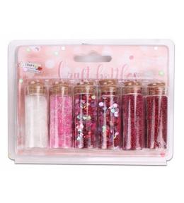 Buteleczki z brokatem do scrapbookingu, ozdabiania - tonacja czerwona