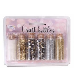 Buteleczki z brokatem do scrapbookingu, ozdabiania - tonacja złota