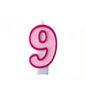 Świeczka urodzinowa na tort Cyferka Cyfra 9 Różowa 7cm