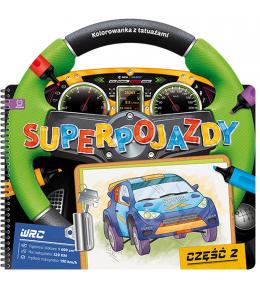 Książeczka edukacyjna kolorowanka z superpojazdami i tatuażami