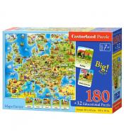 Puzzle MAXI Edukacyjne Castorland 180 el. - Mapa Europy