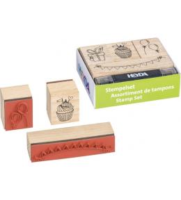 Heyda Zestaw drewnianych stempli Party, 4szt+sztyft