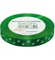 Satynowa wstążka wielkanocna Brewis 12mm/22m - Zielona