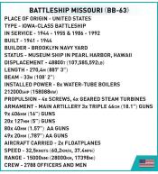 Klocki COBI Historical Collection World War II - pancernik USS Missouri (BB-63) ---uszkodzone opakowanie---