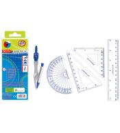 Starpak Cyrkiel metalowy + zestaw geometryczny w etui