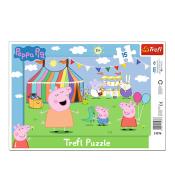 Puzzle ramkowe Trefl Świnka Peppa 15 el. - W wesołym miasteczku