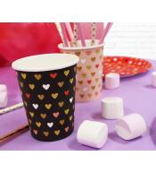 Kubeczki papierowe GoDan 250ml/6szt - XOXO, Czarne