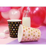 Kubeczki papierowe GoDan 250ml/6szt - XOXO, Czarne